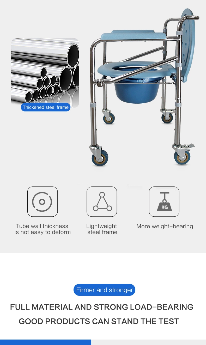 Toilet Chair with Wheels Pull out Commode for Patient